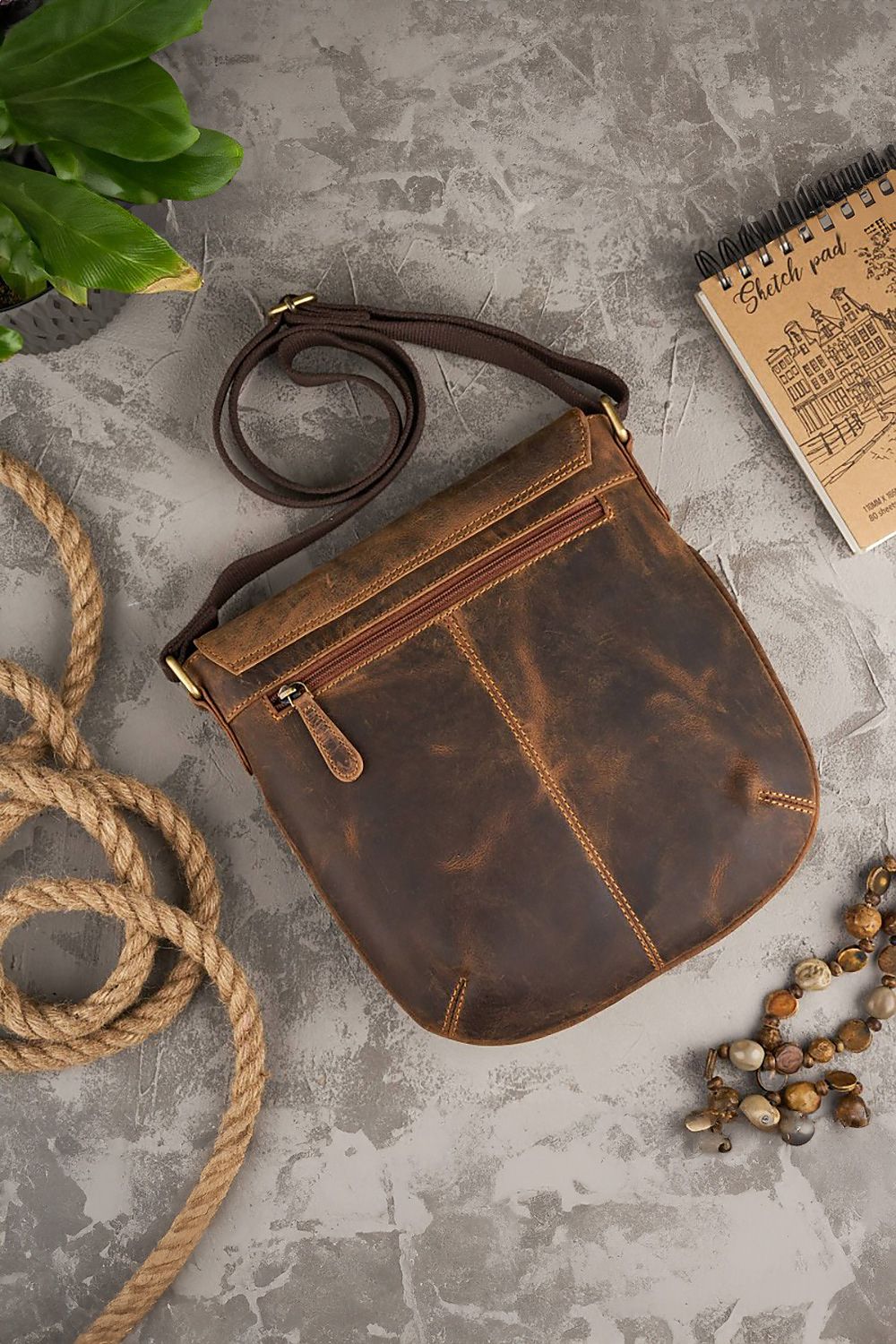  Sac en cuir naturel model 191537 Galanter 
