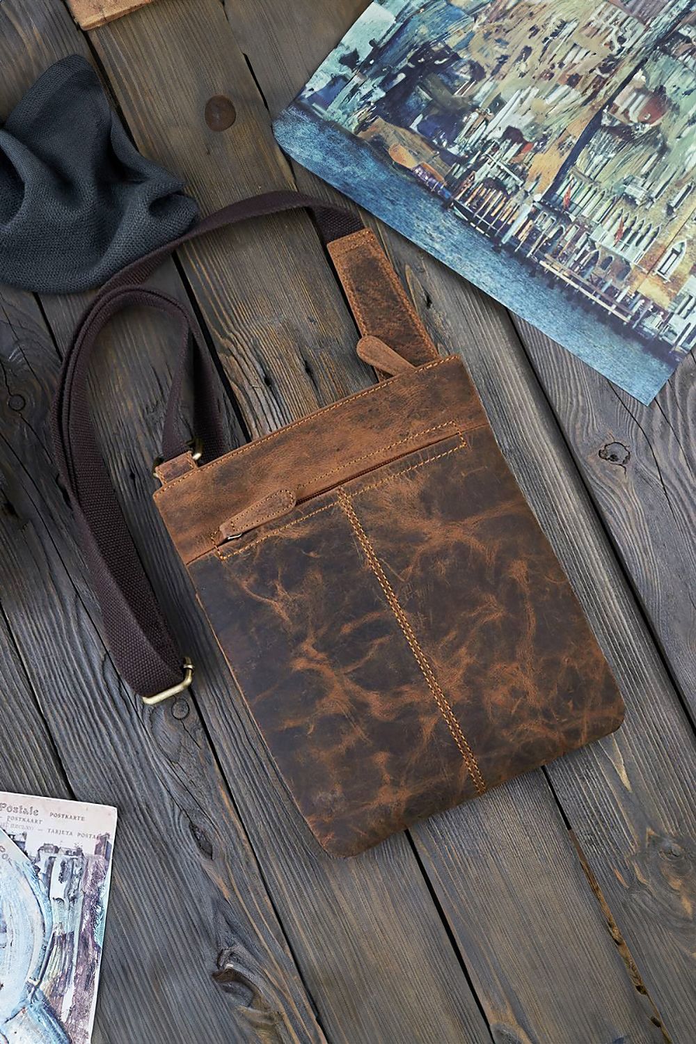  Sac en cuir naturel model 191538 Galanter 